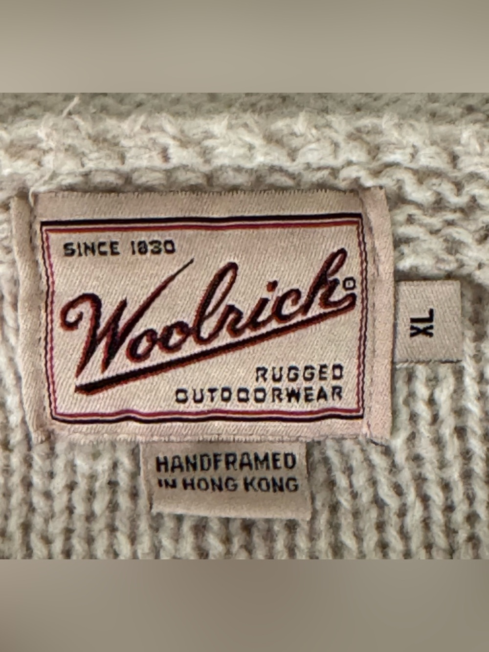 Vtg. W Sz. XL Pure Wool Woolrich Cream Cable Knit Embroidered Floral Sweater - Picture 6 of 7